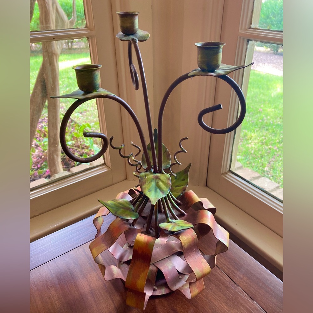 Round Top Collection 3 Candle Metal Pumpkin Table Top Decor